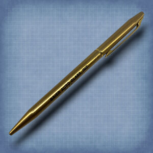 Vintage Chromatic Gold Tone 5.25" Ballpoint Pen Advertisement Blue Ink Working